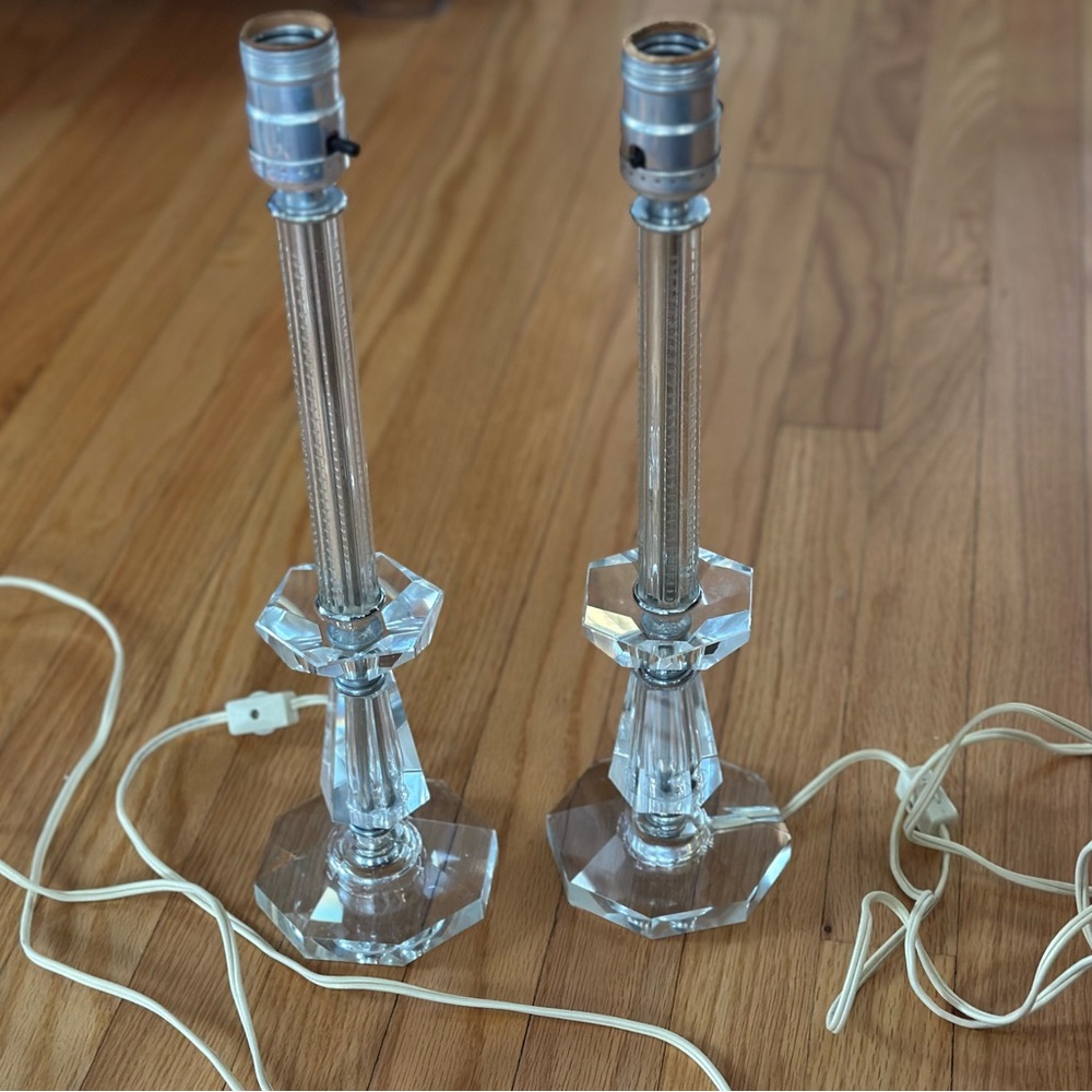 Antique Leviton Pair of glass and lucite table lamps Hollywood regency art deco